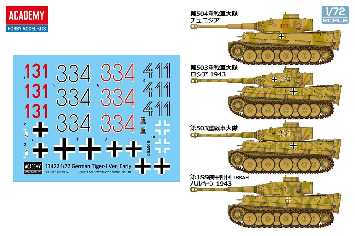 1:72 ACADEMY German Tiger-I Ver. Early Plastic Model Kit