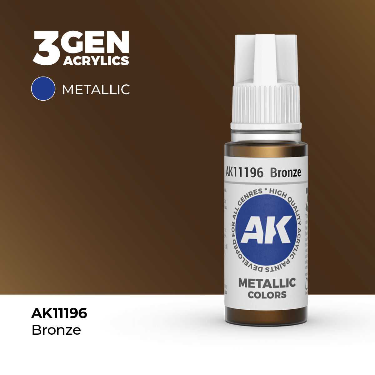 AK Interactive Bronze Metallic Acrylic Paint 17ml 3rd Generation