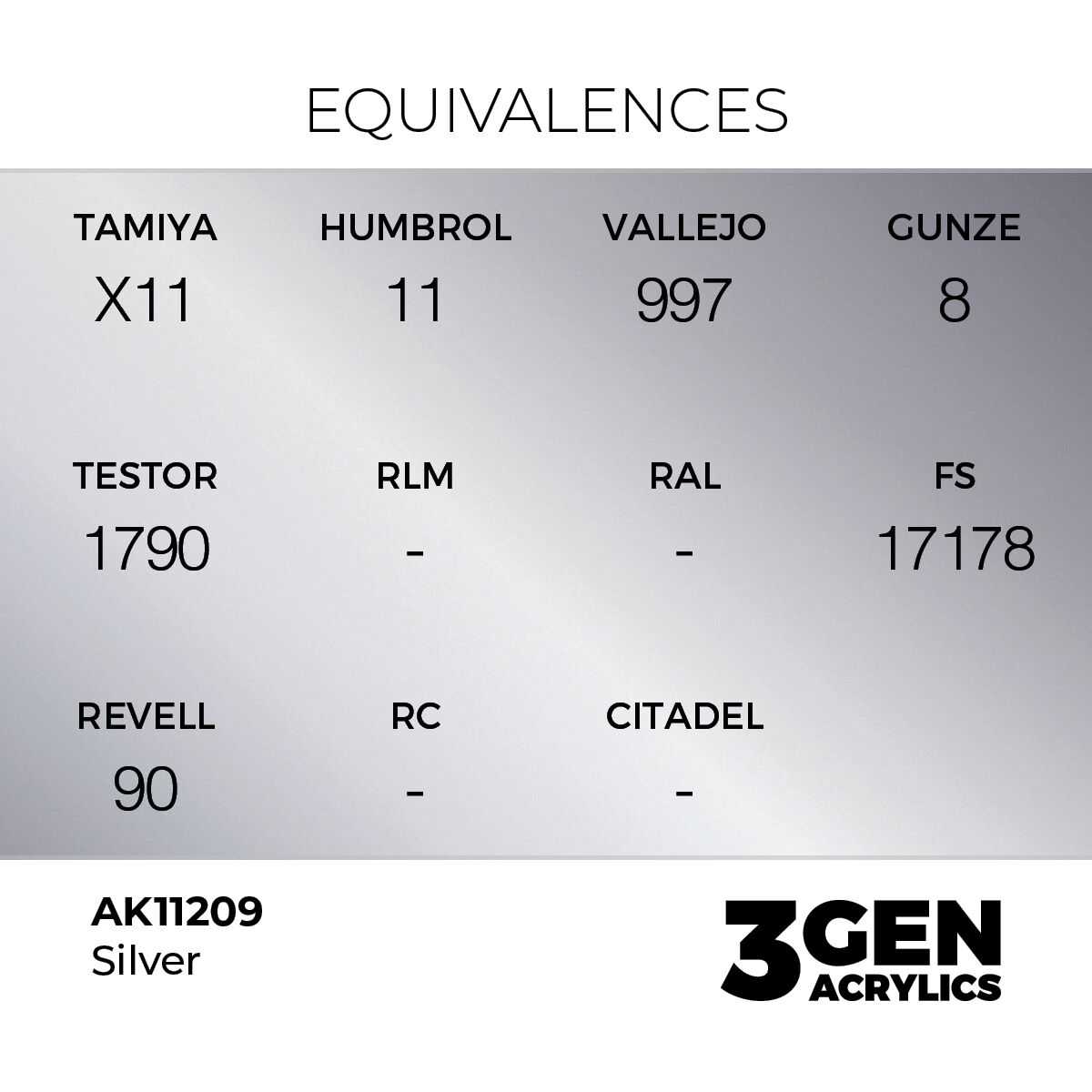 AK Interactive Silver Metallic Acrylic Paint 17ml 3rd Generation
