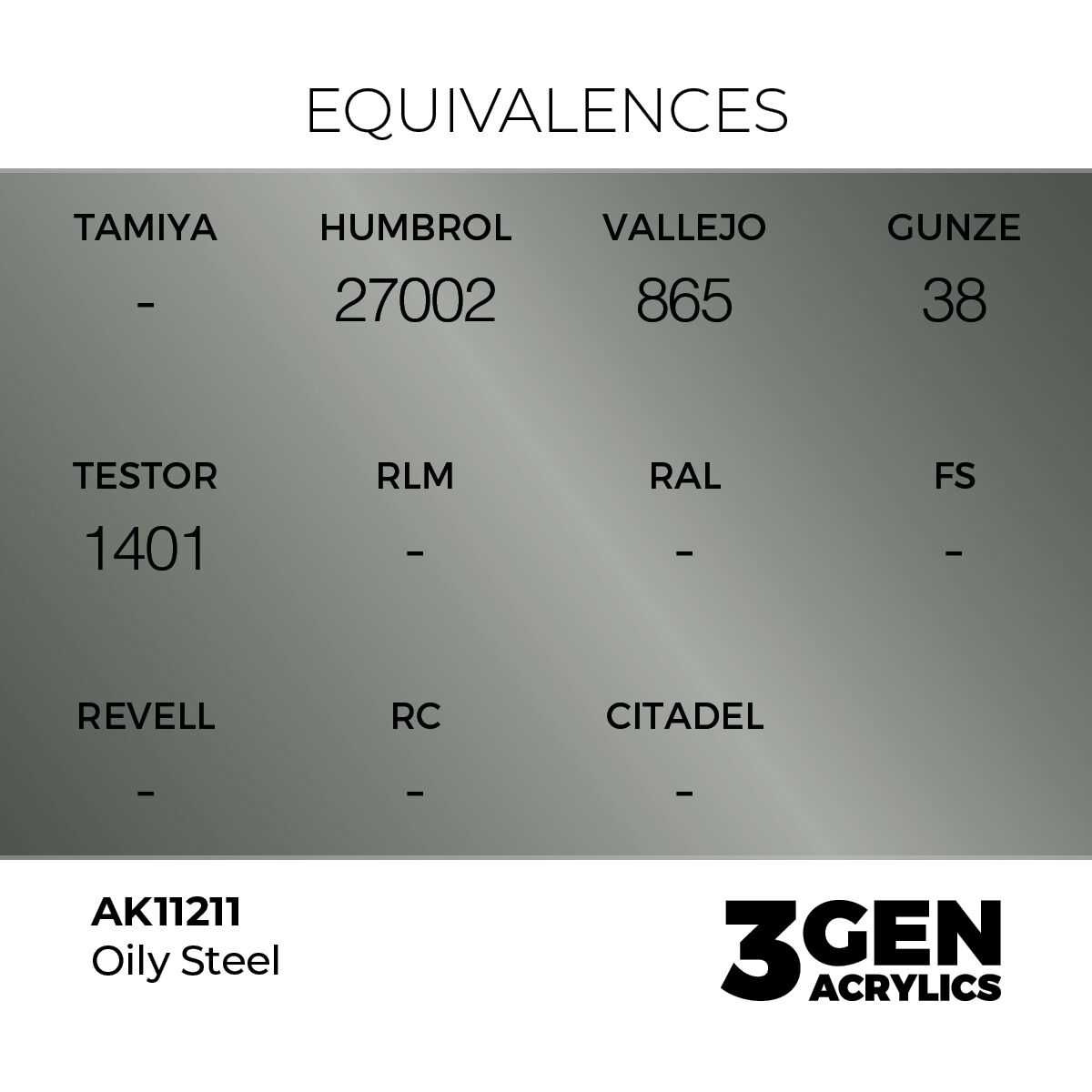 AK Interactive Oily Steel Metallic Acrylic Paint 17ml 3rd Generation