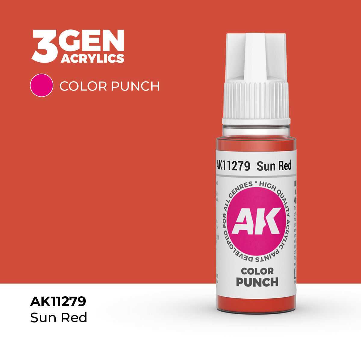AK Interactive Colour Punch: Sun Red 17 ml Acrylic Paint 3rd Generation