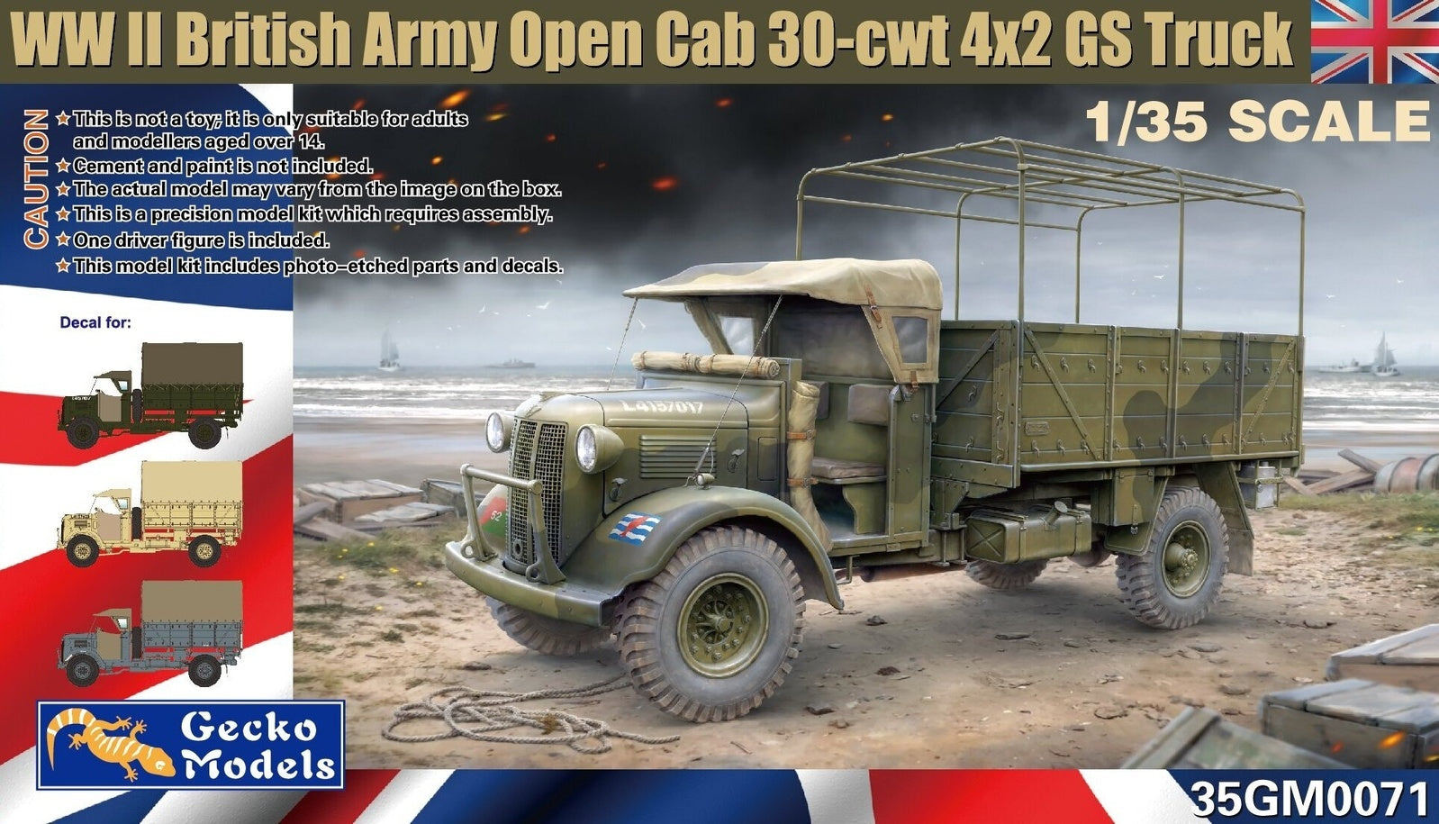 1:35 GECKO MODELS WWII British Army Open Cab 30-cwt 4x2 GS Truck Plastic Model Kit