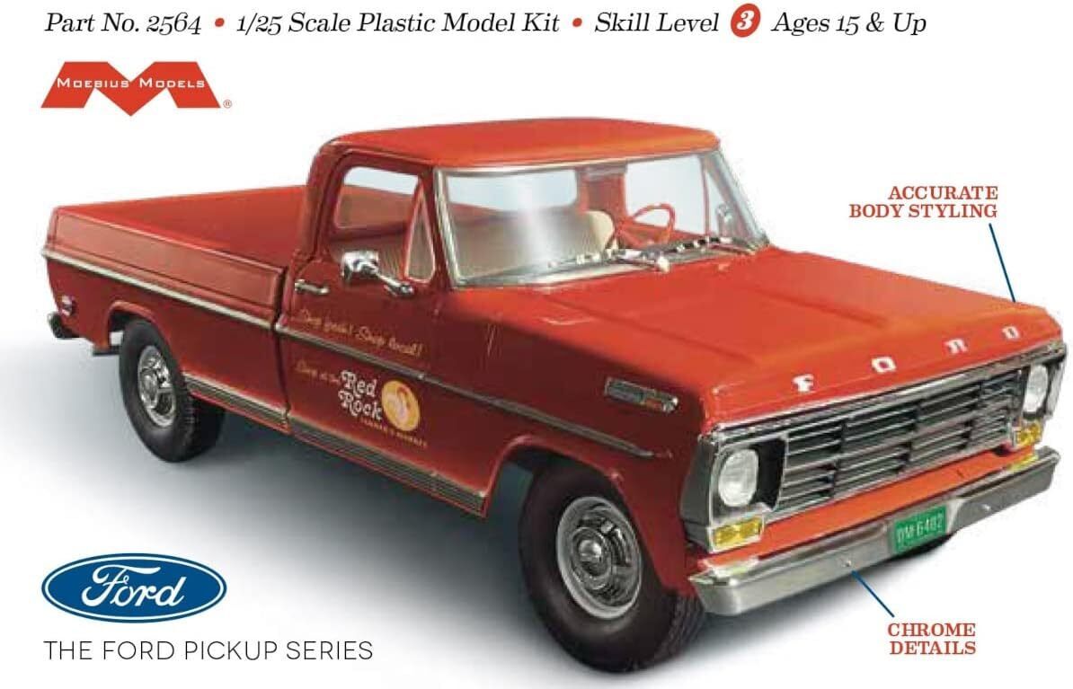 1:25 Moebius 1968 Ford F-250 Custom Cab Pickup Plastic Model Kit