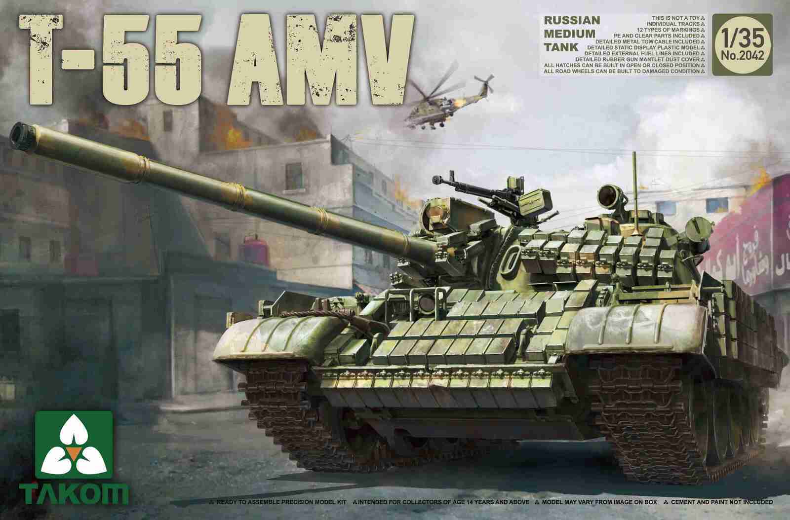 1:35 TAKOM Russian Medium Tank T-55 AMV Plastic Model Kit