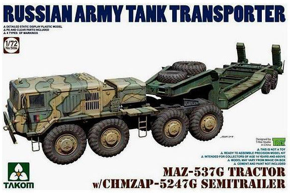 1:72 TAKOM MAZ-537G TRACTOR w/CHMZAP-5247G SEMITRRAILER Plastic Model Kit