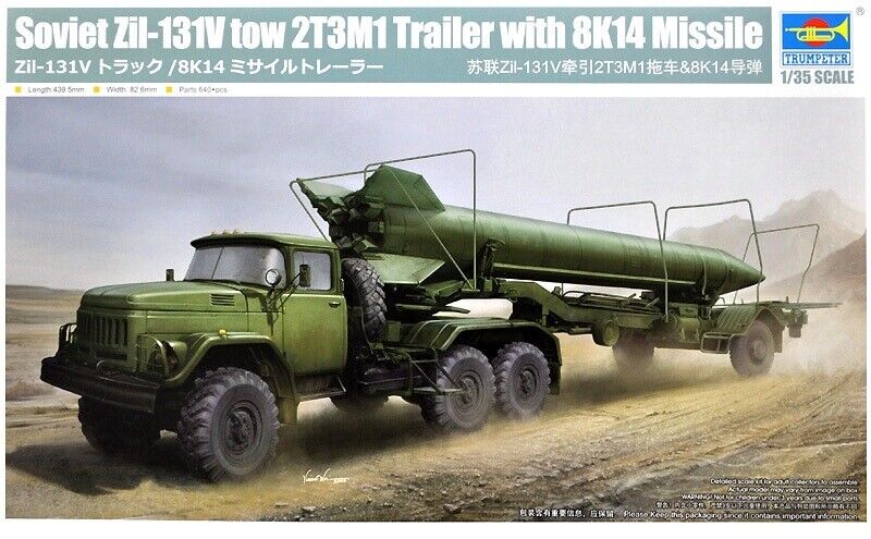 1:35 TRUMPETER Soviet Zil-131V tow 2T3M1 Trailer with 8K14 Missile Plastic Model Kit
