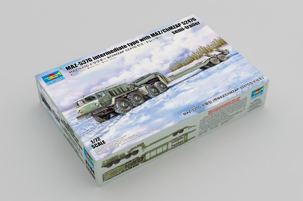 1:72 TRUMPETER MAZ-537G intermediate type with MAZ/ChMZAP 5247G semi-trailer Plastic Model Kit