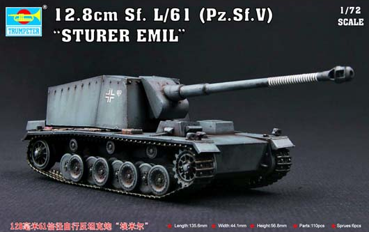 1:72 TRUMPETER 128mm Sf.L/61Pz.Sf.V “Sturer Emil" Plastic Model Kit