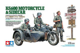 1:35 TAMIYA GERMAN KS600 MOTORCYCLE AND SIDECAR Plastic Model Kit