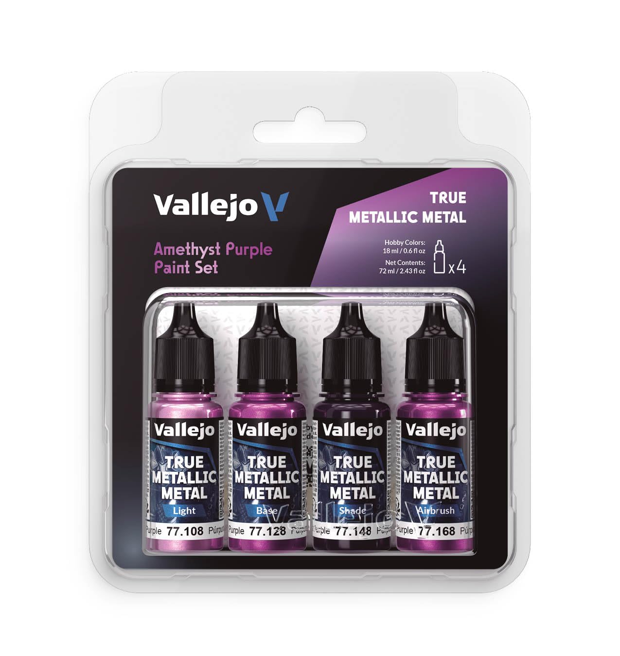 Vallejo True Metallic Metal Amethyst Purple - 4 Colour Paint Set