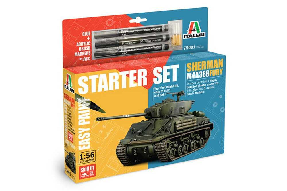 1:56 ITALERI M4A3E8 SHERMAN FURY STARTER SET