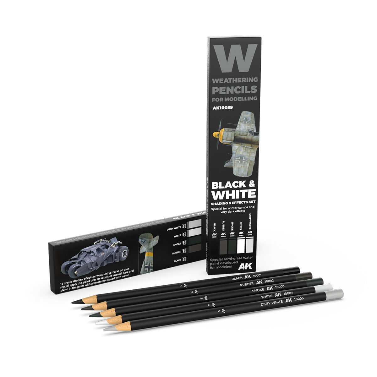 AK Interactive Weathering: Black And White Watercolour Pencil Set