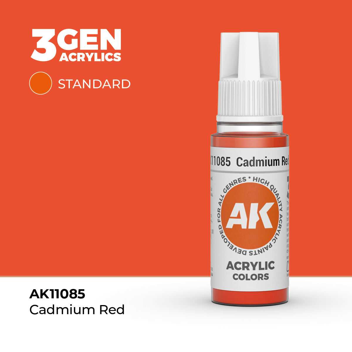 AK Interactive Cadmium Red Acrylic Paint 17ml 3rd Generation