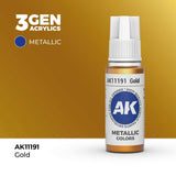 AK Interactive Gold Metallic Acrylic Paint 17ml 3rd Generation