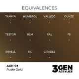 AK Interactive Rusty Gold Metallic Acrylic Paint 17ml 3rd Generation
