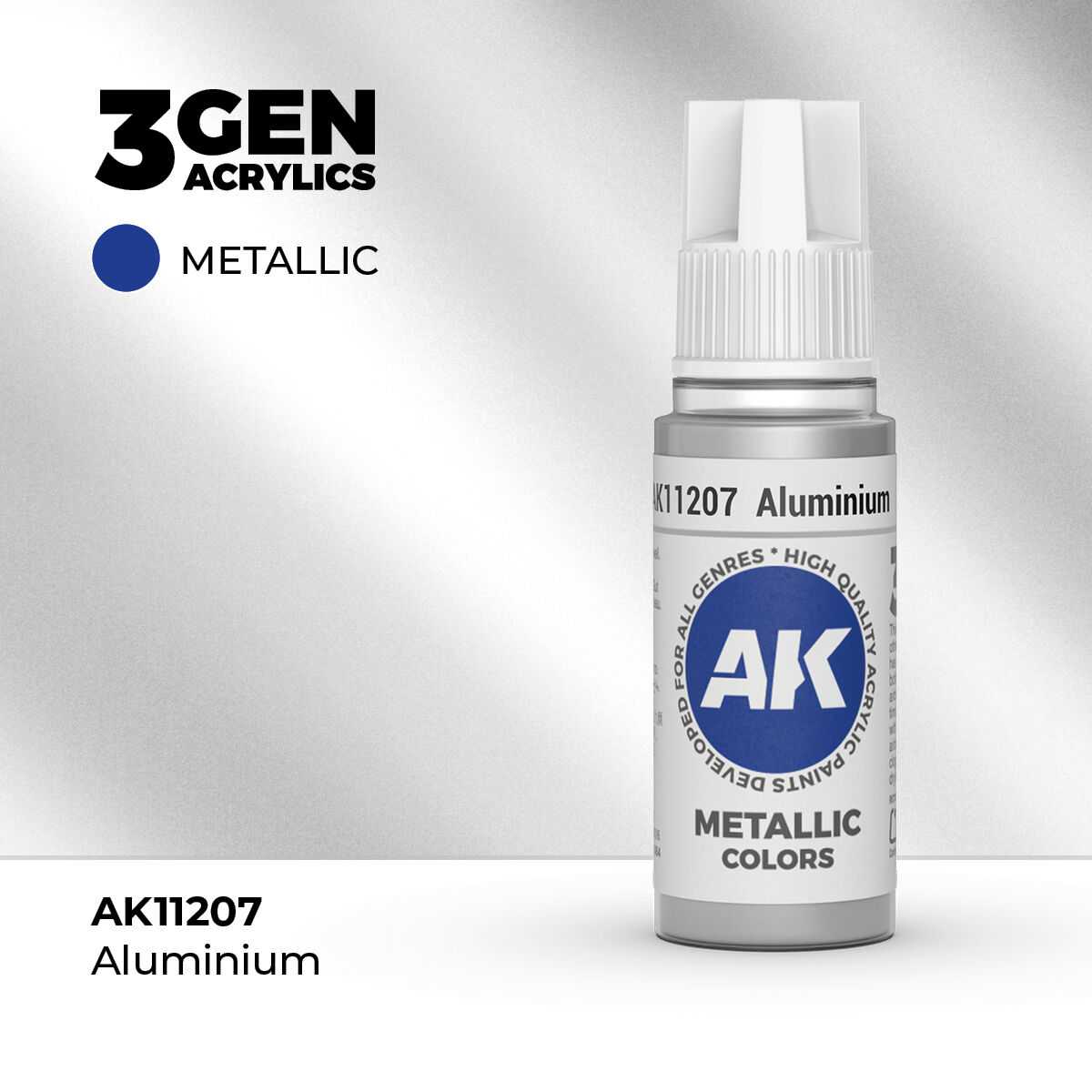 AK Interactive Aluminium Metallic Acrylic Paint 17ml 3rd Generation