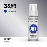 AK Interactive Silver Metallic Acrylic Paint 17ml 3rd Generation