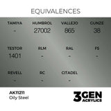 AK Interactive Oily Steel Metallic Acrylic Paint 17ml 3rd Generation