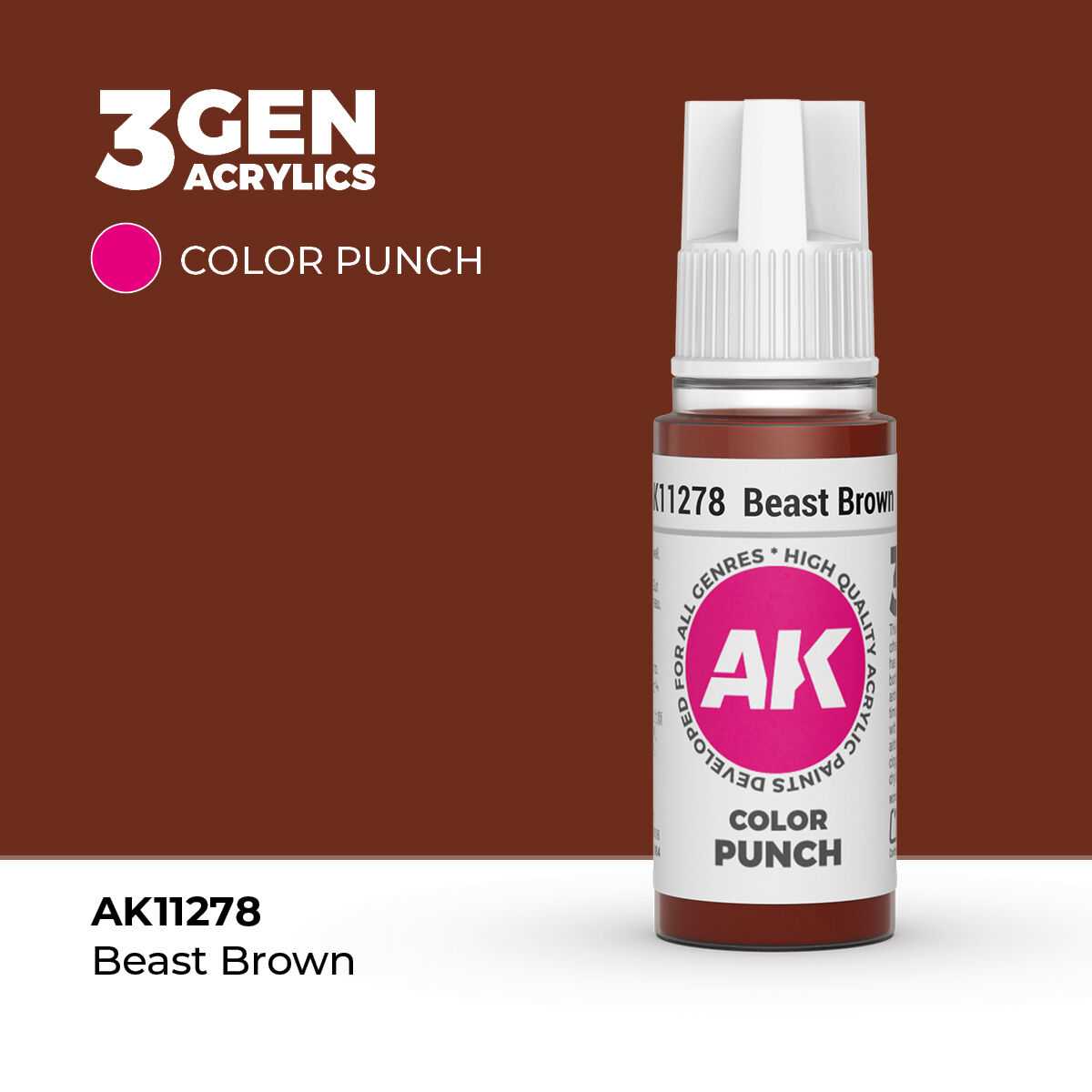 AK Interactive Colour Punch: Beast Brown 17 ml Acrylic Paint 3rd Generation