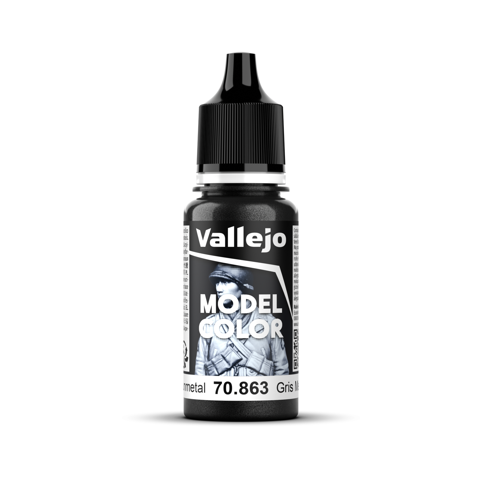 Vallejo Model Colour #179 Metallic Gunmetal Grey 18 ml Acrylic Paint [70.863]