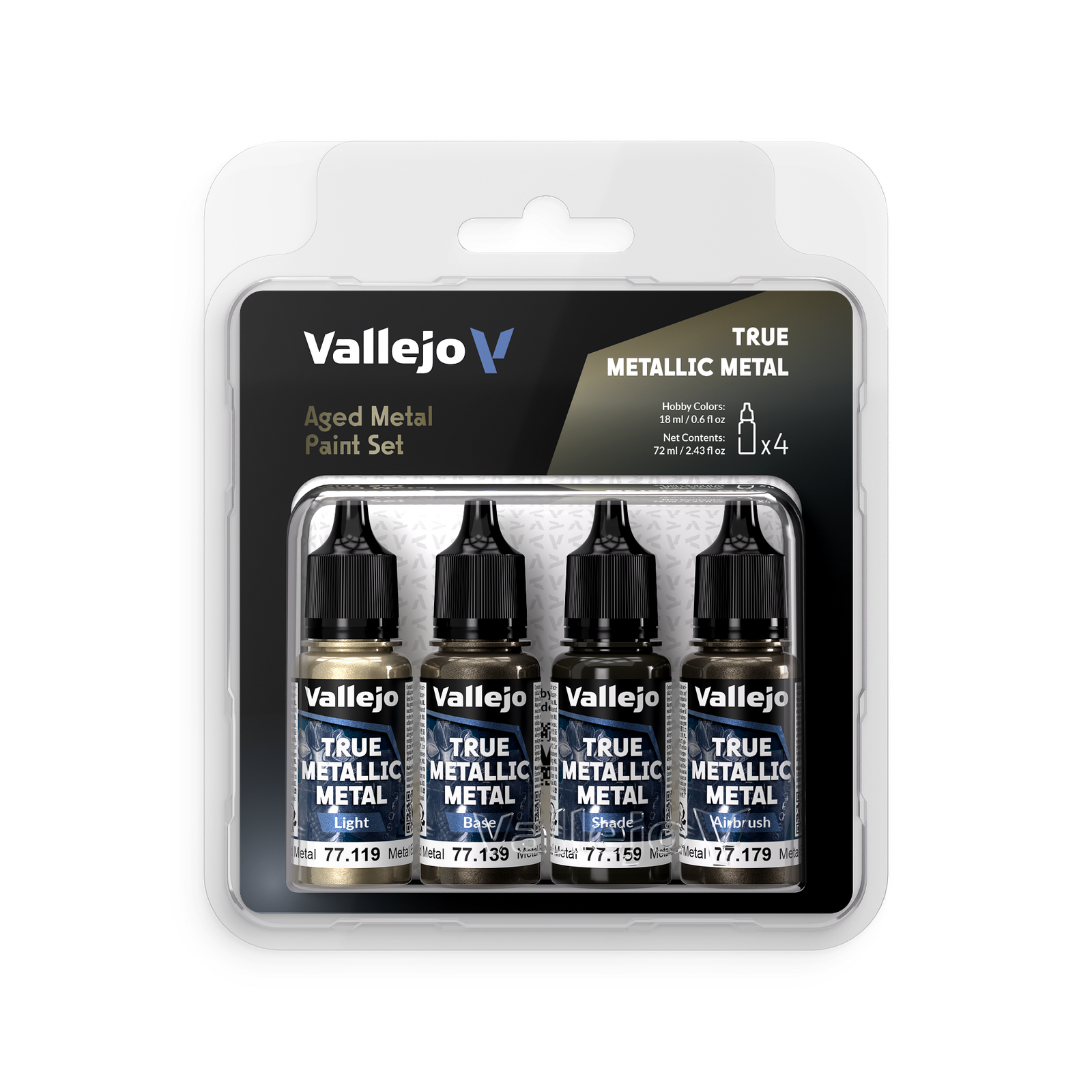 Vallejo True Metallic Metal Aged Metal - 4 Colour Paint Set