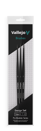 Vallejo Hobby Brushes: Pro Modeler Design Set - Natural Hair (Sizes 0, 1 & 2)