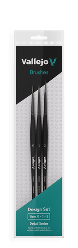 Vallejo Hobby Brushes: Detail Design Set - Synthetic fibers (Sizes 0, 1 & 2)