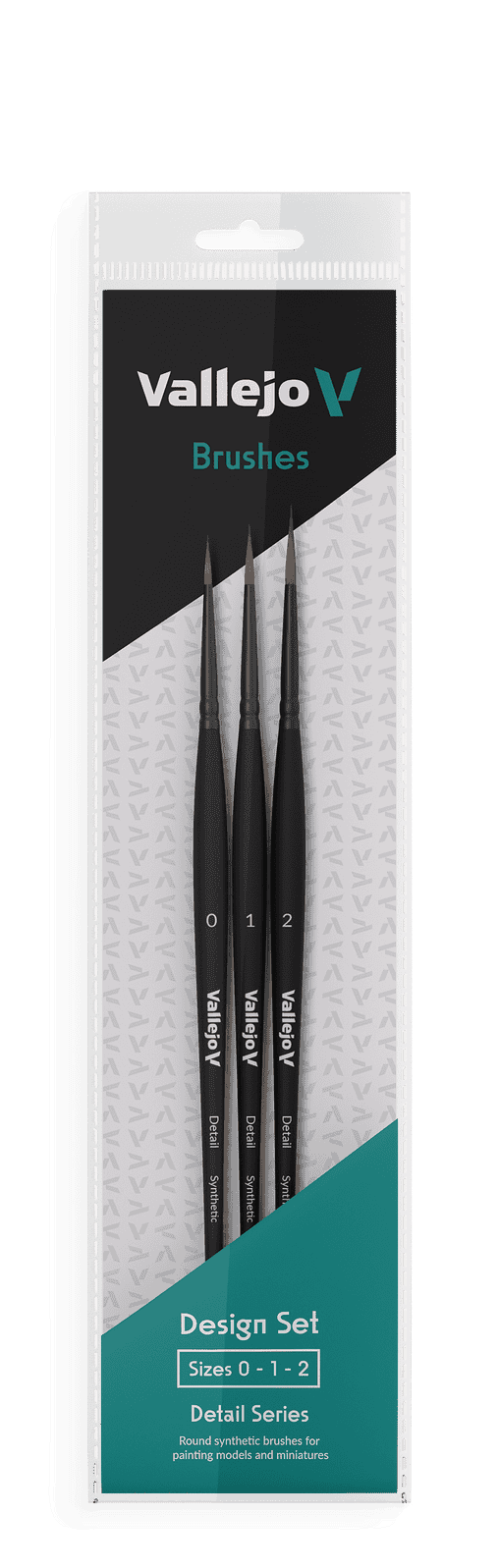 Vallejo Hobby Brushes: Detail Design Set - Synthetic fibers (Sizes 0, 1 & 2)
