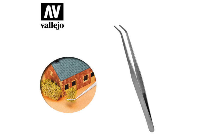 Vallejo Strong Curved Stainless Steel Tweezers (175 mm)