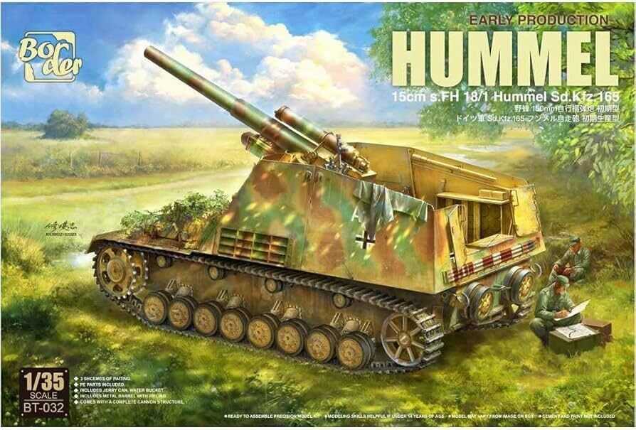 1:35 Border Model 15cm s.FH 18/1 Hummel Sd. Kfz. 165 Early Production Plastic Model Kit