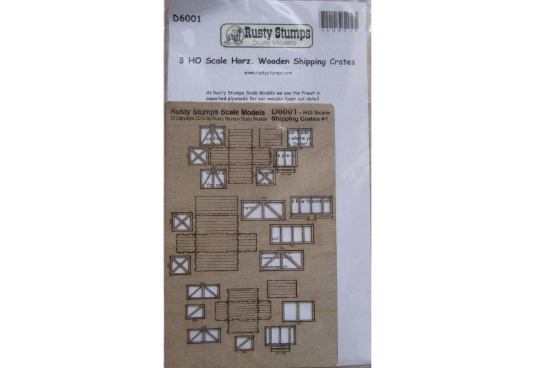 HO SCALE Rusty Stumps 3x Horizontal Wooden Shipping Crates