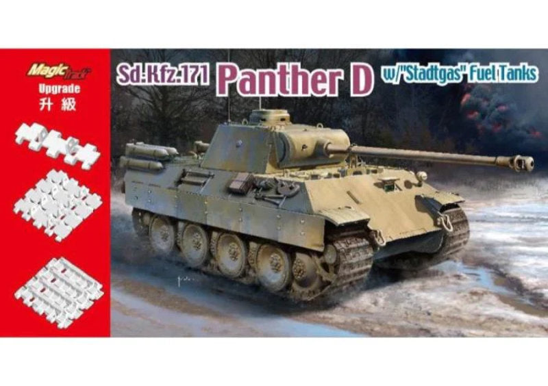 1:35 DRAGON Panther D w/"Stadtgas" Fuel Tanks (Magic Track included) Plastic Model Kit