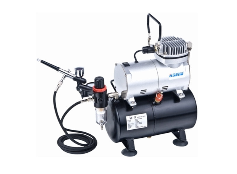 Hseng Air Compressor with Holding Tank Kit (Includes Hose & HS-80 Airbrush)