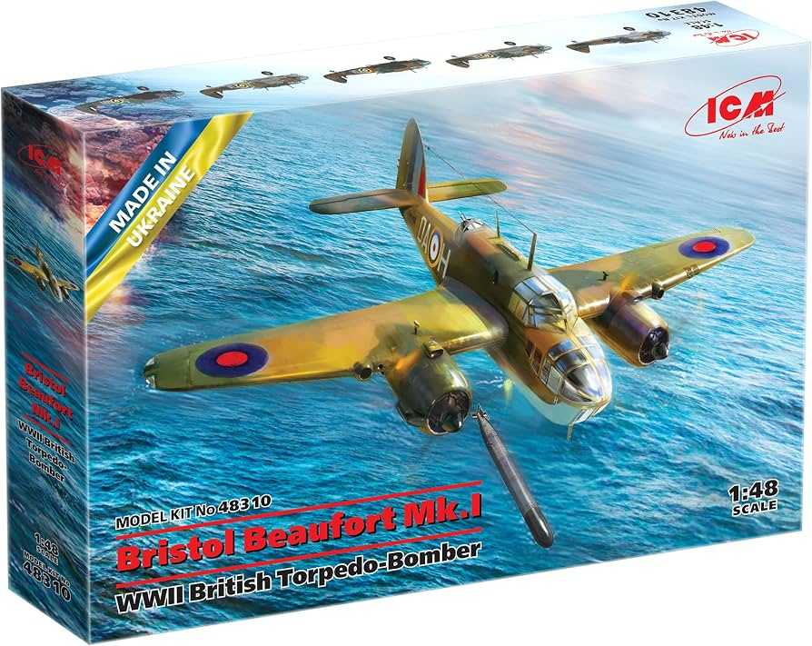 1:48 ICM Bristol Beaufort Mk.I WWII British Torpedo-Bomber Plastic Model Kit