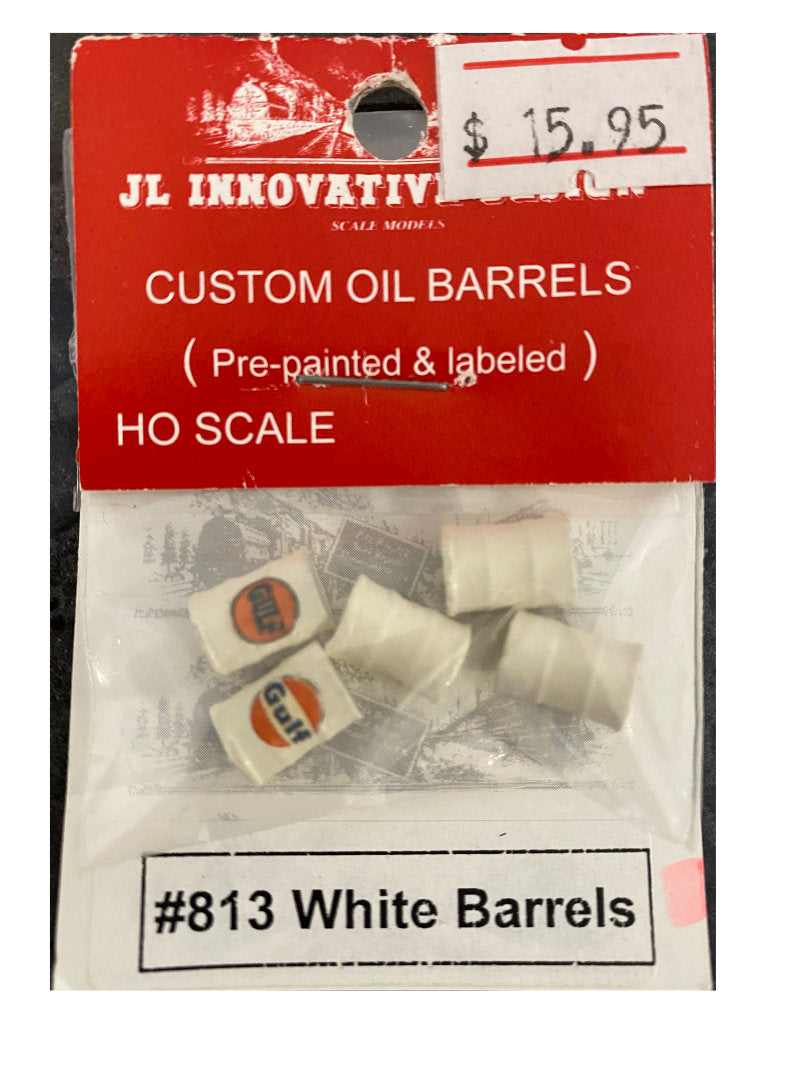 HO SCALE JLI Custom White Oil Barrels (5)