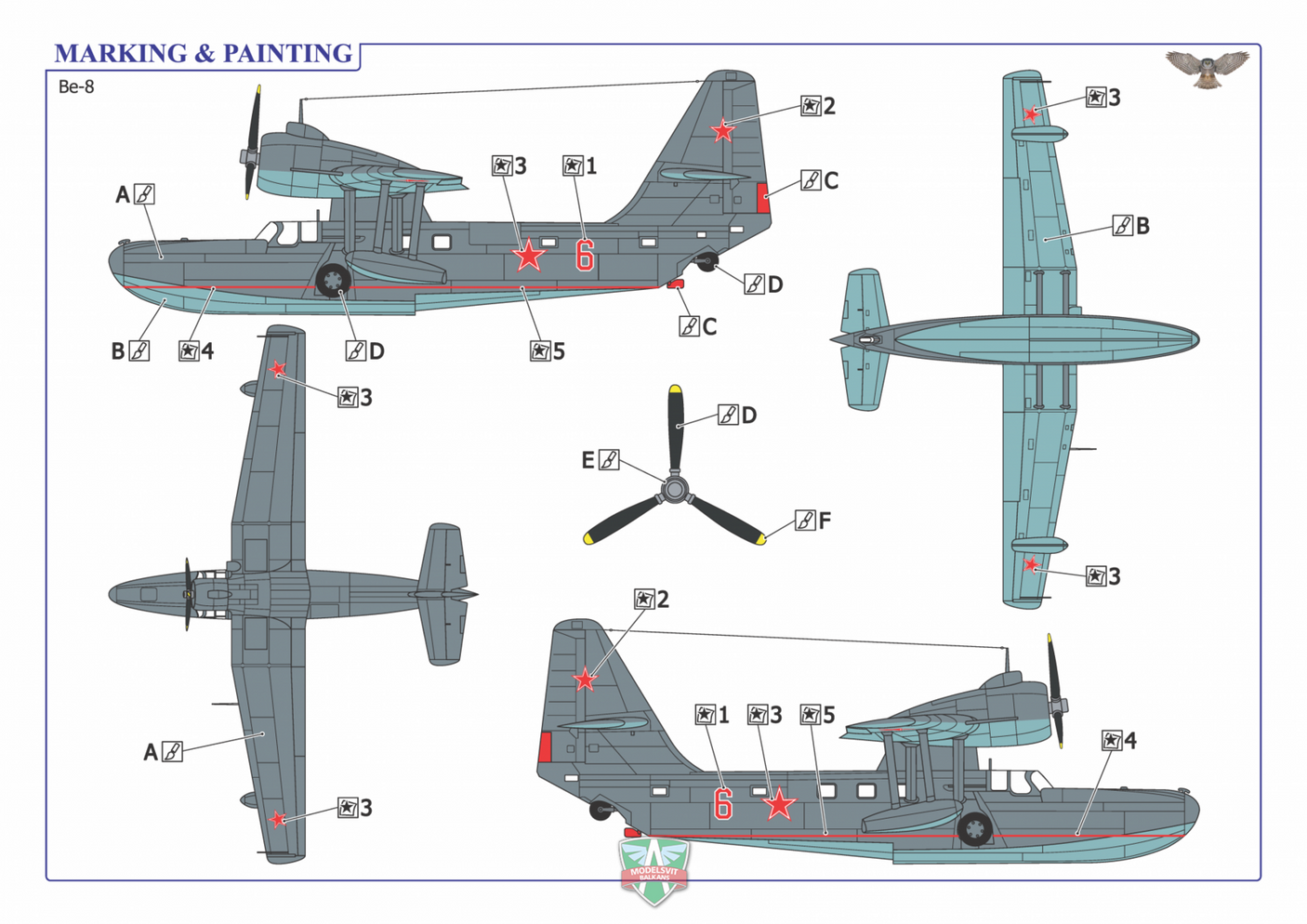 1:72 Sova-M Be-8 passenger amphibian aircraft Plastic Model Kit