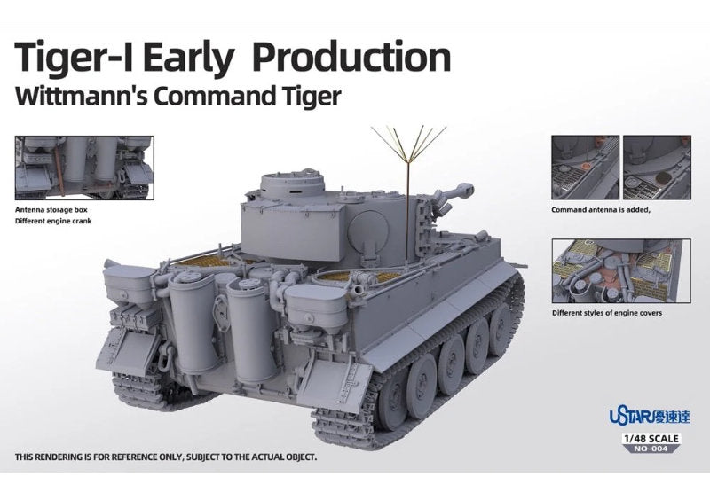 1:48 UStar Tiger I Early Prod Full Interior Wittmann’s Command Tiger Plastic Model Kit