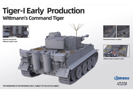 1:48 UStar Tiger I Early Prod Full Interior Wittmann’s Command Tiger Plastic Model Kit