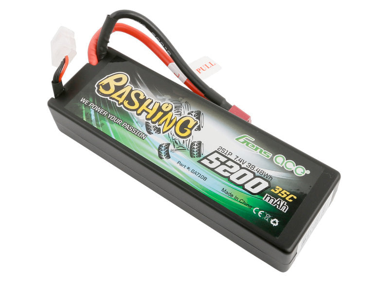 Gens Ace 2S Bashing 5200mAh 7.4V 35C Hardcase/Hardwired LiPo Battery (Deans)