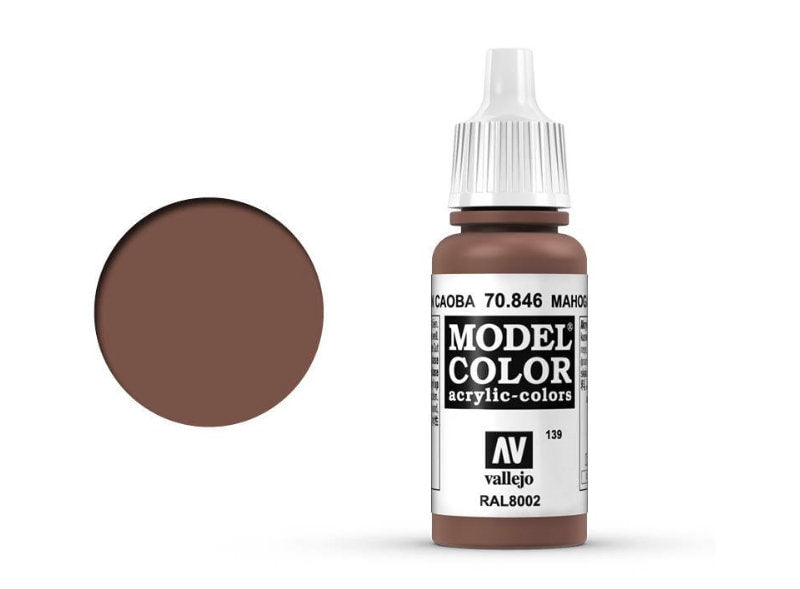 Vallejo Model Colour #139 Mahogany Brown 17 ml Acrylic Paint [70.846]