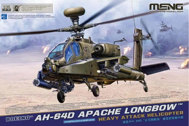 1:35 MENG Boeing AH-64D Apache Longbow Heavy Attack Helicopter Plastic Model Kit