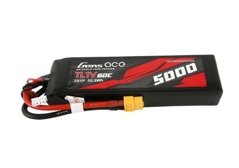 Gens Ace 3S 5000mah 60C 11.1V Lipo Battery W/XT60 Plug