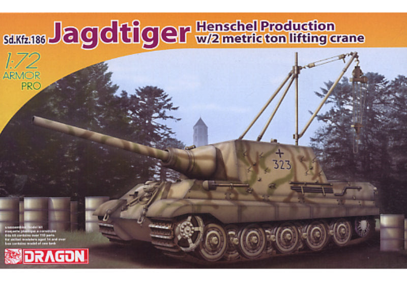 1:72 DRAGON Sd.Kfz.186 Jagdtiger Henschel Production w/2 Metric Ton Lifting Crane Model Kit