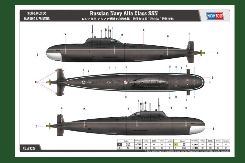 1:350 HobbyBoss Russian Navy Alfa Class SSN Plastic Model Kit