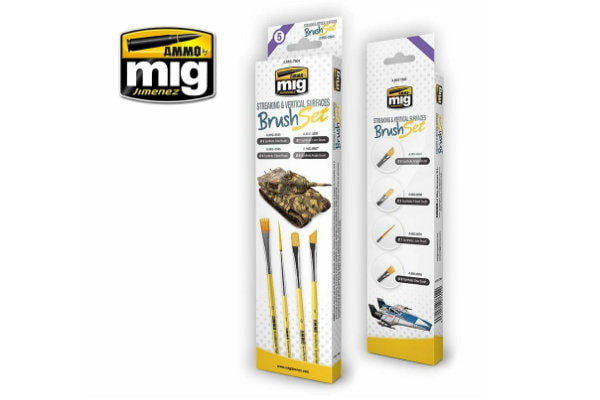 Ammo by MIG Brushes Streaking and Vertical Surfaces Brush Set