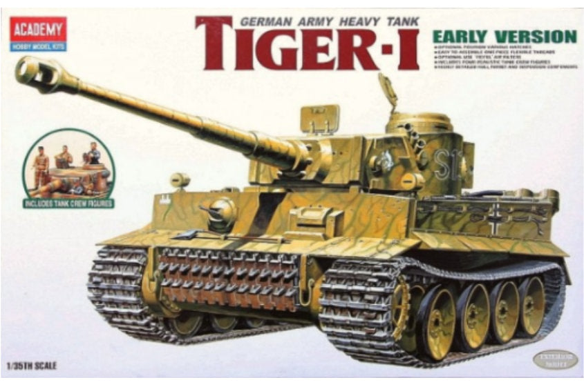 1:35 Academy Tiger I WWII Tank 'Exterior Model' Plastic Model Kit