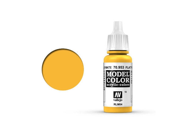 Vallejo Model Colour #015 Flat Yellow 17 ml Acrylic Paint [70.953]