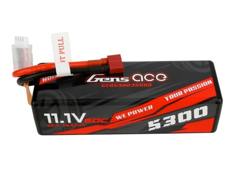 Gens Ace 3S 5300mAh 11.1V 60C Hardcase/Hardwired LiPo Battery (Deans)