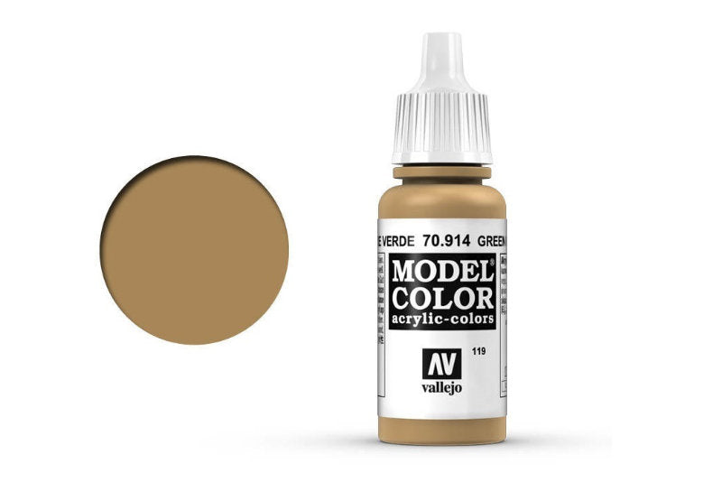 Vallejo Model Colour #119 Green Ochre 17 ml Acrylic Paint [70.914]