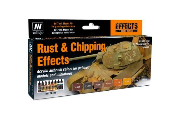 Vallejo Model Air Rust & Chipping Effects Colour Acrylic Airbrush Paint Set